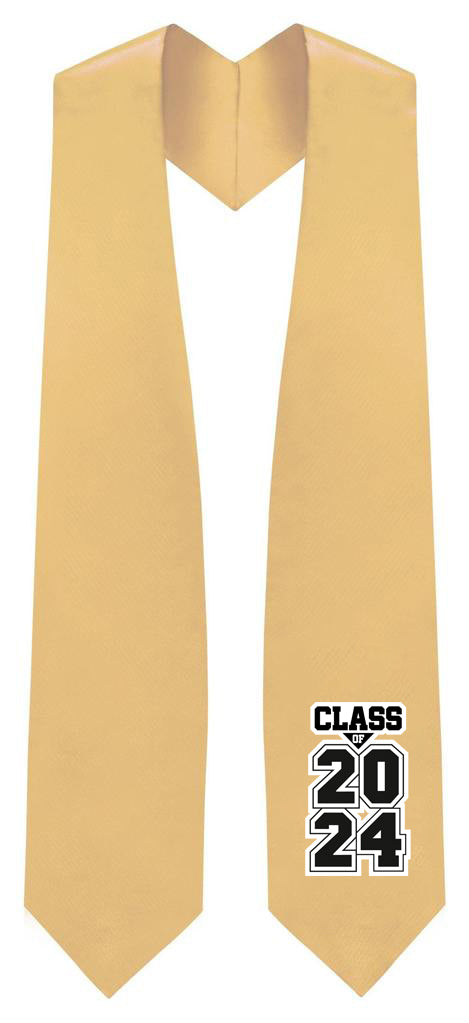 Antique Gold "Class of 2024"  Graduation Stole