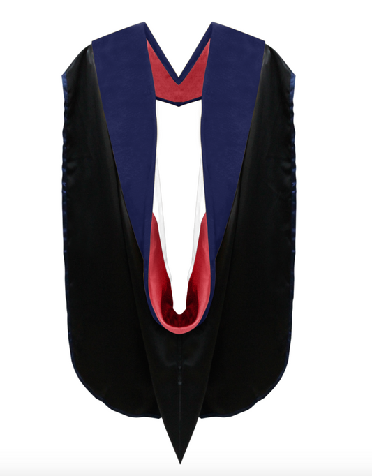 PhD Hood Dark Blue Velvet - Red & White