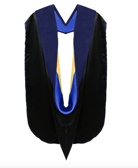 PhD Hood Dark Blue Velvet - Royal Blue & Golden Yellow