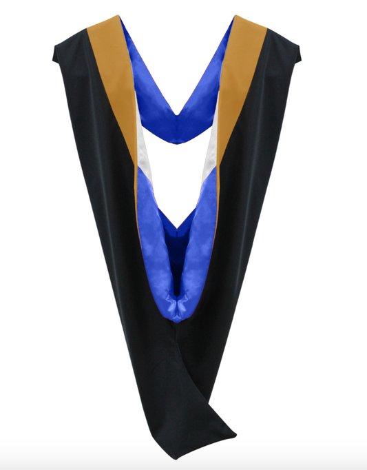 Deluxe Bachelor/Master Hood - Drab Velvet, Royal Blue & White