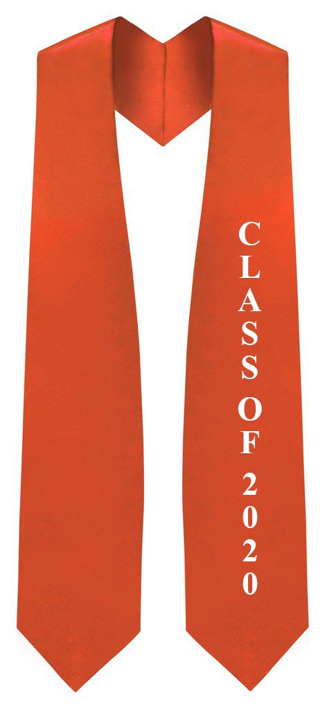 Orange "Class of 2020" Graduation Stole - Stoles.com