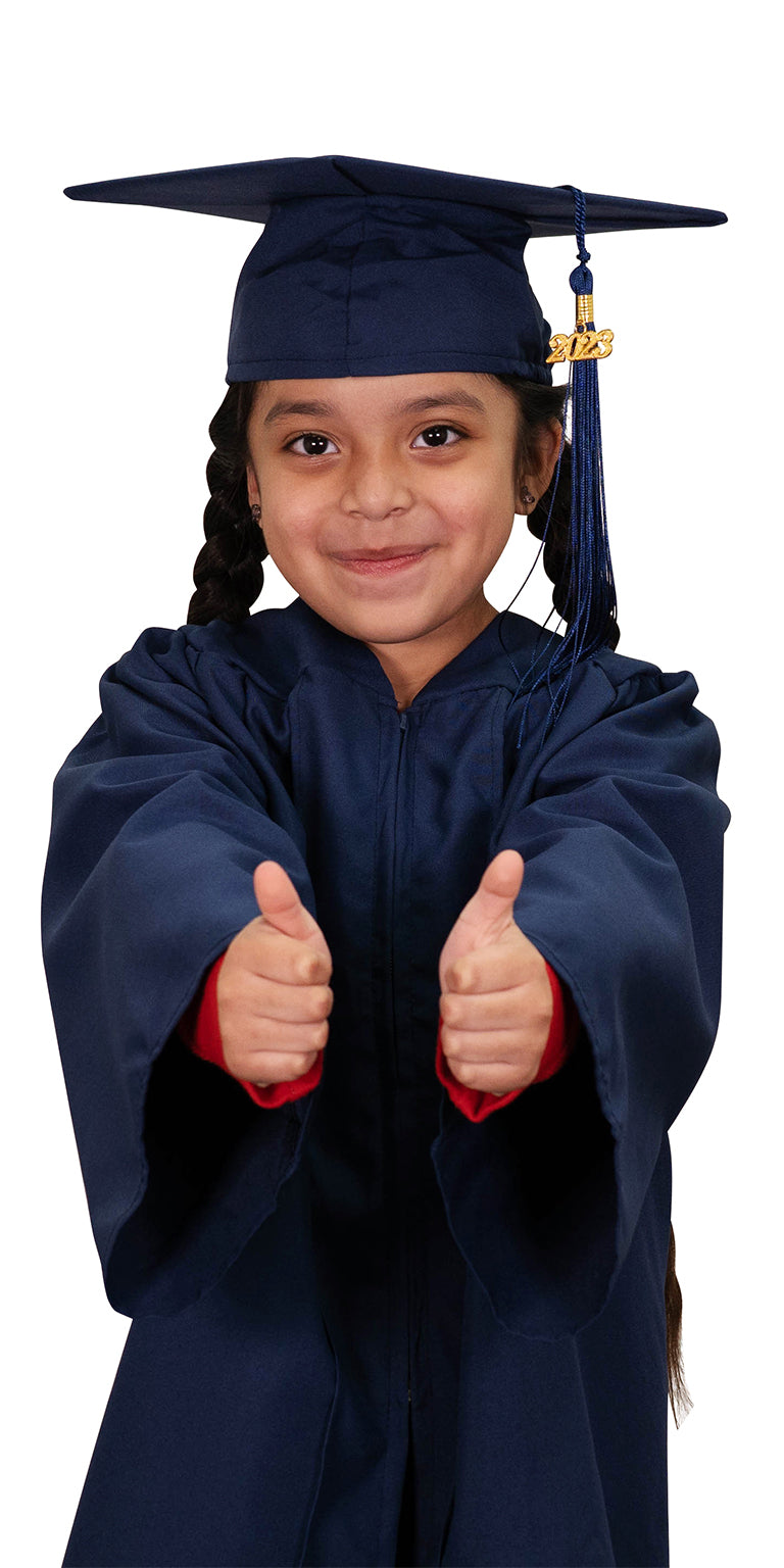 Child Matte Navy Blue Graduation Cap & Gown - Preschool & Kindergarten