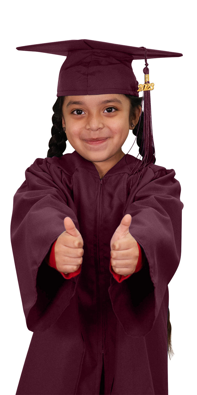 Child Matte Maroon Graduation Cap & Gown - Preschool & Kindergarten