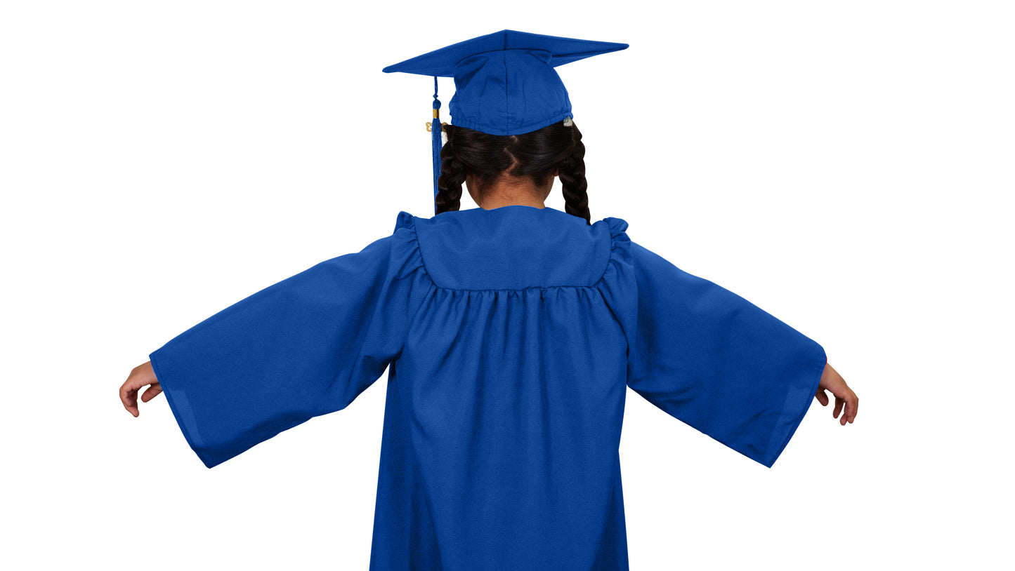 Child Matte Royal Blue Graduation Cap & Gown - Preschool & Kindergarten