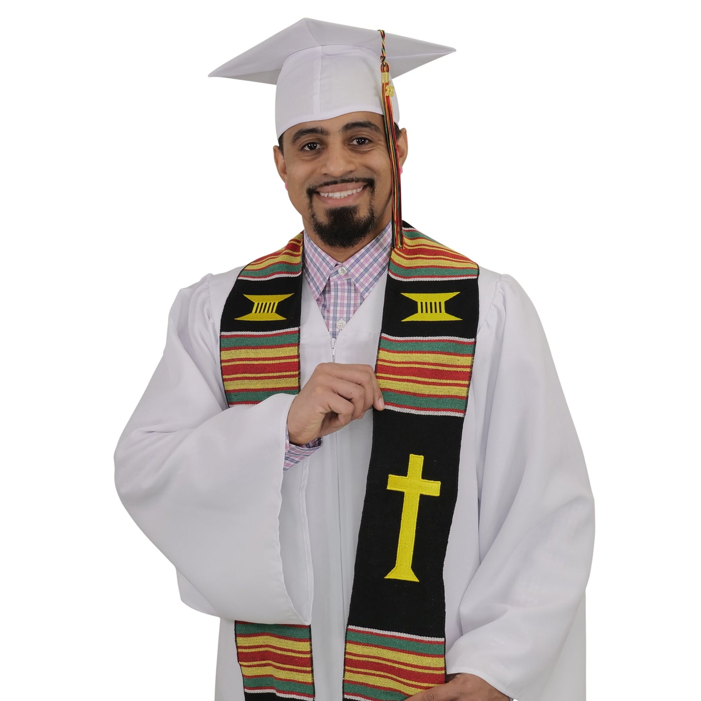 Christian Cross (Ushers and Clergy) Kente Graduation Sash/Stole
