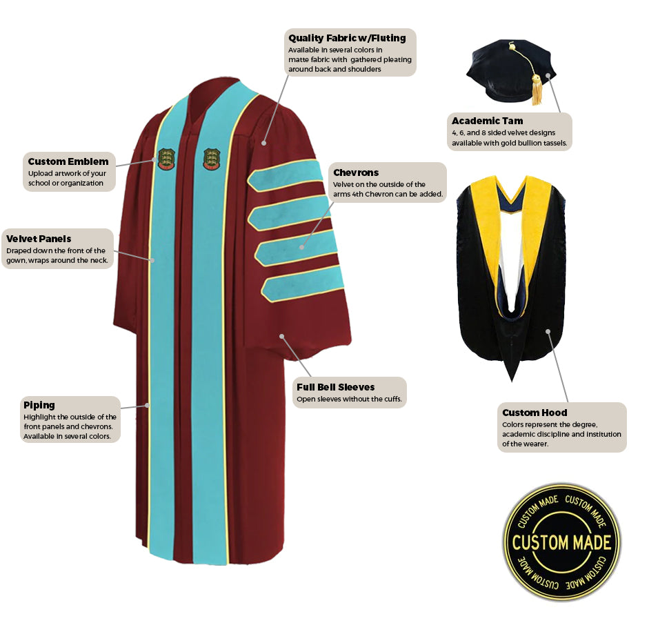 Custom Faculty Graduation Tam, Gown and Hood Package - Doctorate Regalia