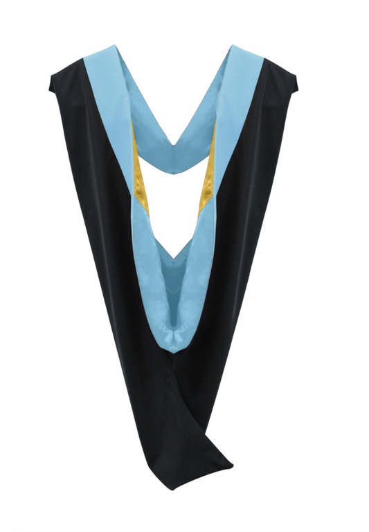 Deluxe Bachelor/Master Hood - Light Blue Velvet, Light Blue & Golden Yellow