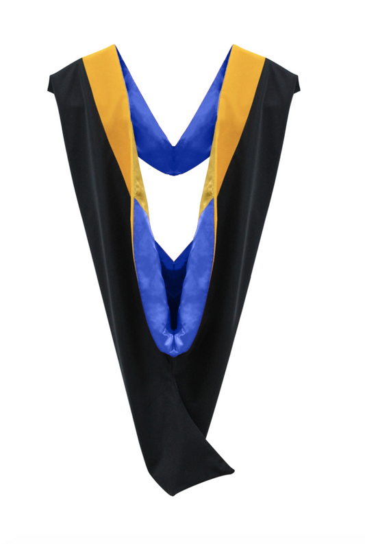 Deluxe Bachelor/Master Hood - Science Gold Velvet, Royal Blue & Golden Yellow