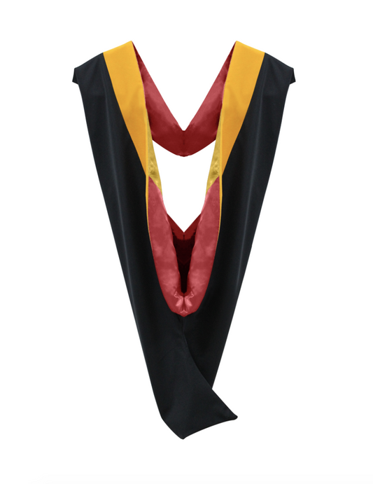 Deluxe Bachelor/Master Hood - Science Gold Velvet, Red & Golden Yellow