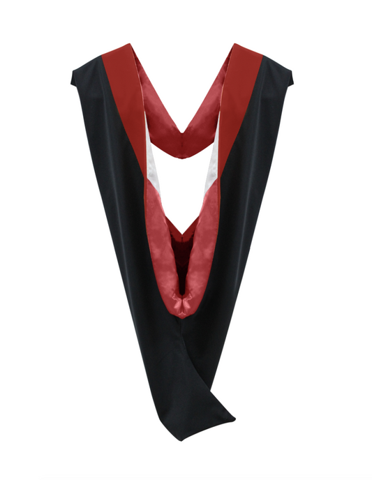 Deluxe Bachelor/Master Hood - Scarlet Velvet, Red & White