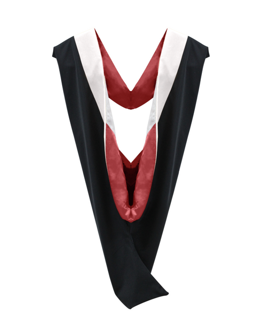 Deluxe Bachelor/Master Hood - White Velvet, Red & White