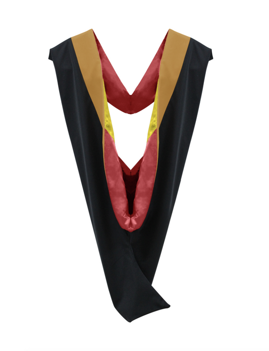 Deluxe Bachelor/Master Hood - Drab Velvet, Red & Golden Yellow