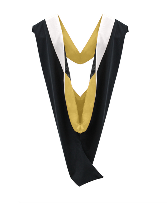 Deluxe Bachelor/Master Hood - White Velvet, Golden Yellow & Black