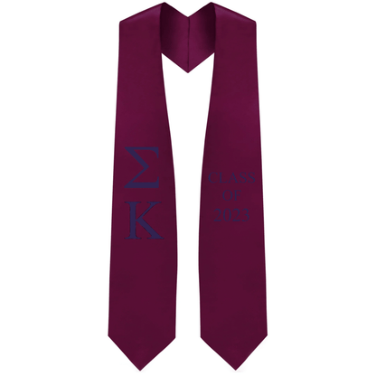Sigma Kappa Lettered Stole w/ Year