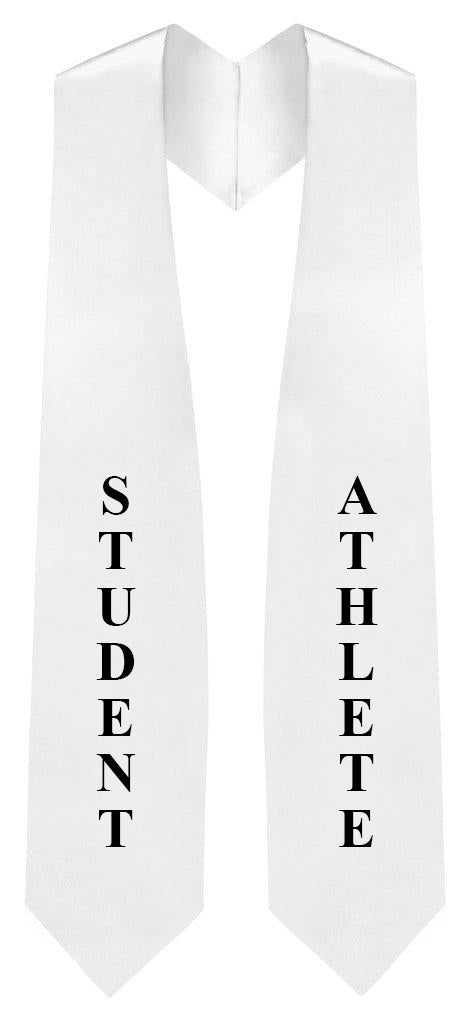 White Student Athlete Graduation Stole - White College & High School Stoles