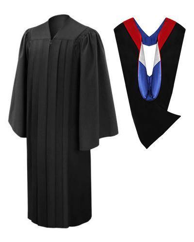 Deluxe Black Bachelors Gown & Hood Package - Graduation Cap and Gown