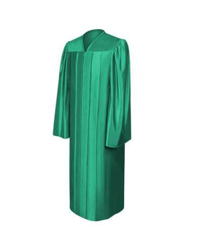 Shiny Emerald Green Bachelors Graduation Gown - College & University - Graduation Cap and Gown