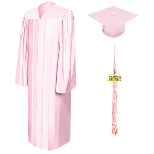 Shiny Pink High School Graduation Cap & Gown