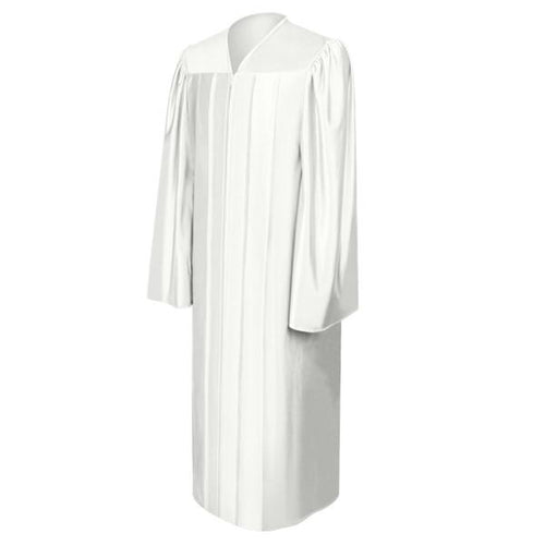 Shiny White High School Graduation Gown