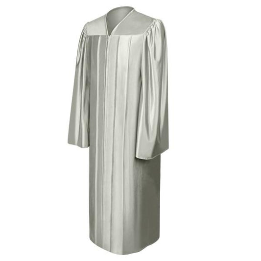 Shiny Silver High School Graduation Gown - Graduation Cap and Gown