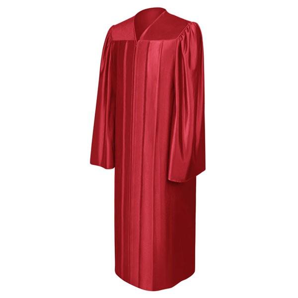 Shiny Red High School Graduation Gown - Graduation Cap and Gown
