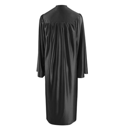 Shiny Black High School Graduation Gown - Graduation Cap and Gown